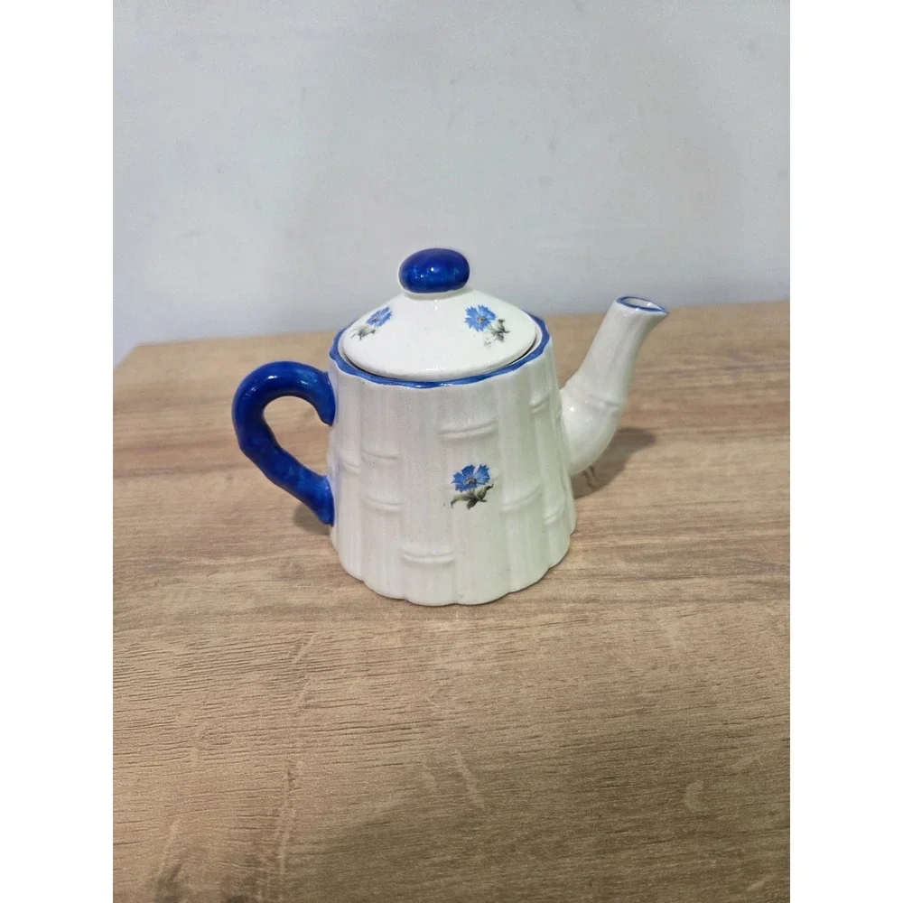 Boleslawiec Polish Pottery Personal Teapot Blue White Floral 5.5''